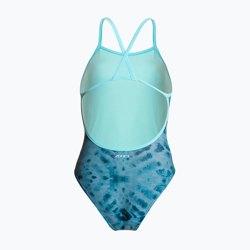 Дамски цял костюм за плуване ZONE3 Strap Back teal tie dye 2