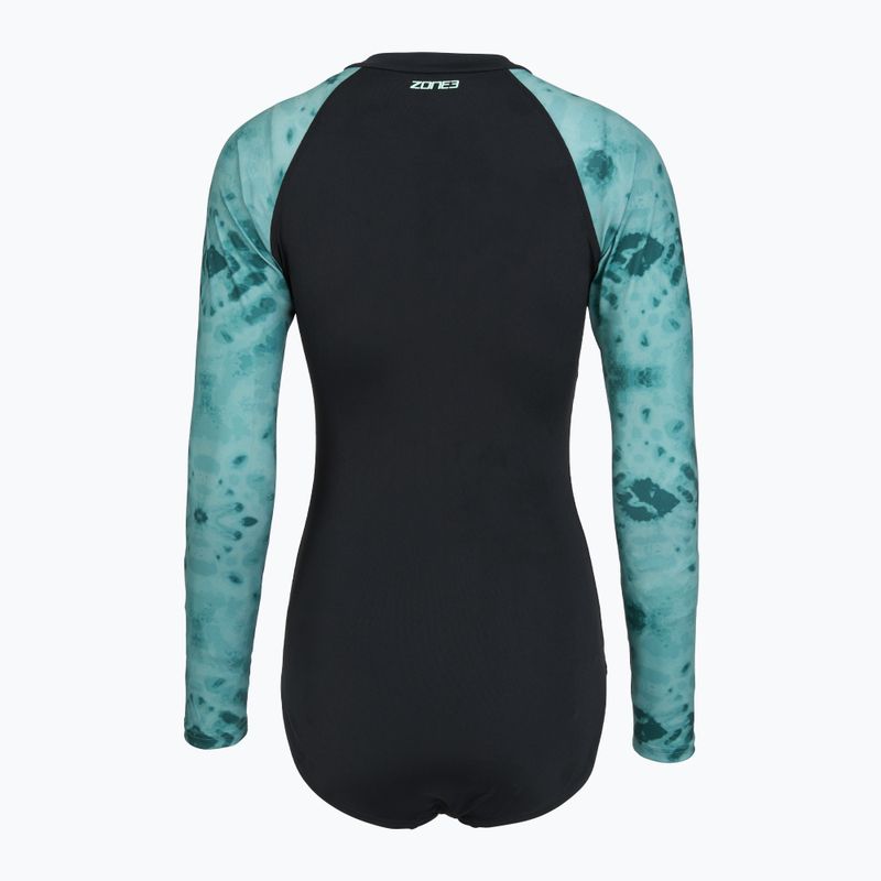 Дамски цял костюм за плуване ZONE3 Long Sleeve teal tie dye 2