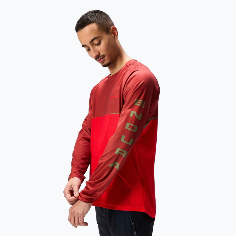 Endura Core Printed пламък червено колоездене с дълъг ръкав за мъже 2
