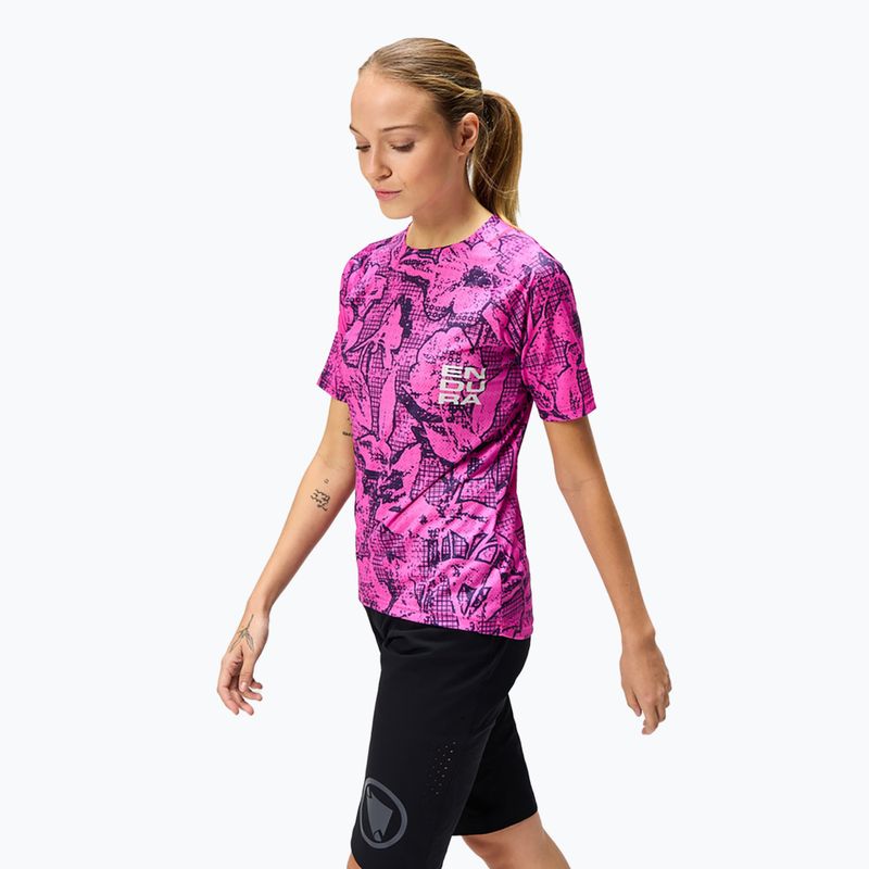 Дамско колоездачно трико Endura Grid Floral Ltd W pink pop 4