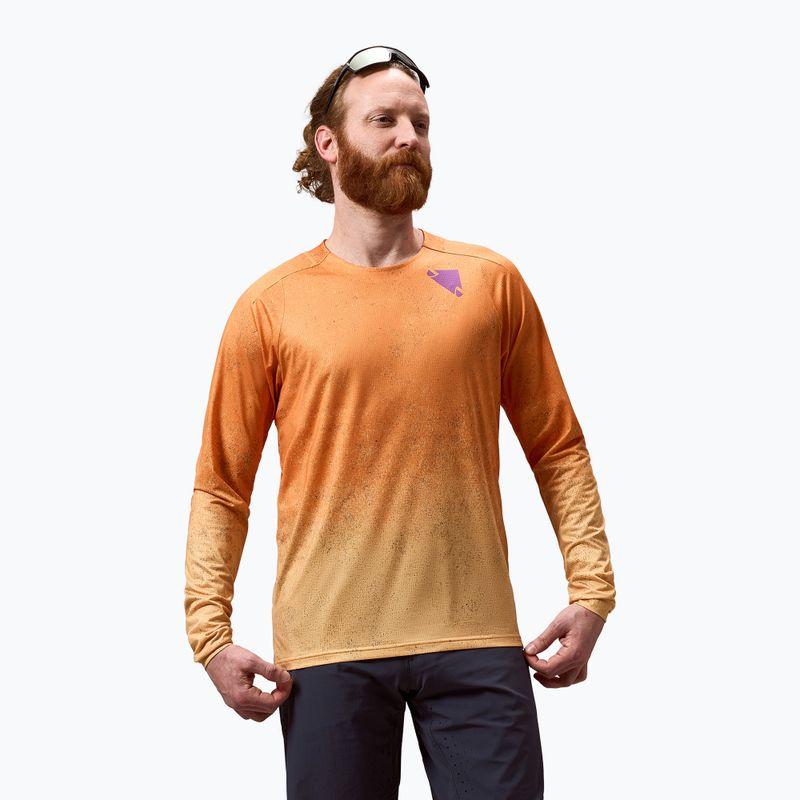 Мъжка блуза с дълъг ръкав за колоездене Endura Singletrack Print end orange