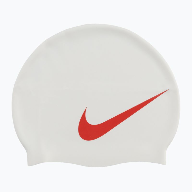 Nike BIG SWOOSH шапка за плуване в бяло и червено NESS5173-173