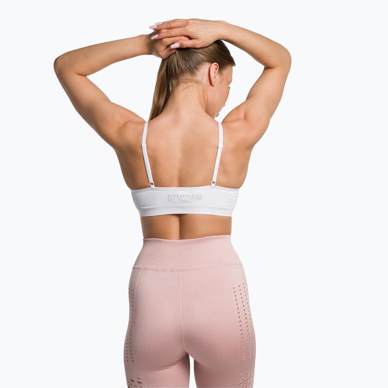 Gymshark Безшевен сутиен с високо деколте фитнес сутиен бял 3