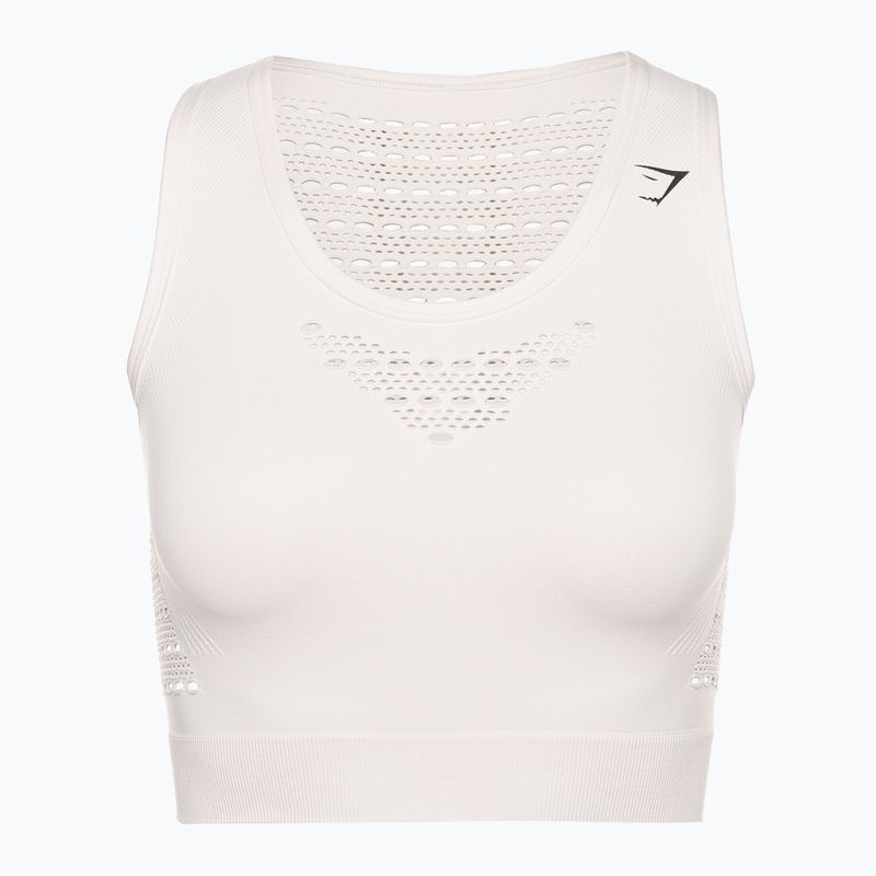 Дамски топ Gymshark Energy Seamless Crop Top cream white 5