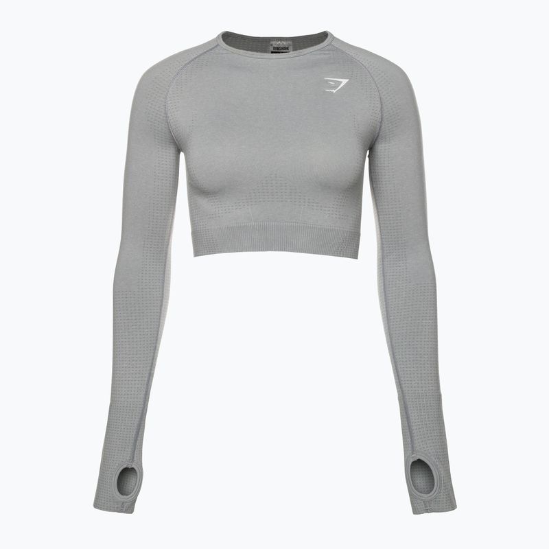 Дамски тренировъчен топ с дълъг ръкав Gymshark Vital Seamless Crop Top light grey 5