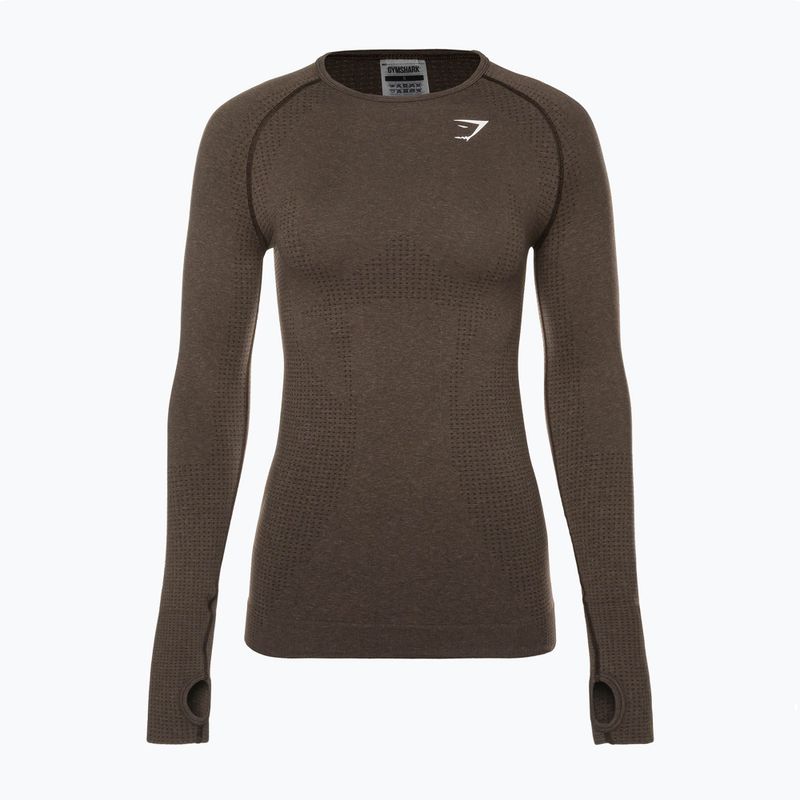 Дамски тренировъчен топ с дълъг ръкав Gymshark Vital Seamless Top brown/white 6