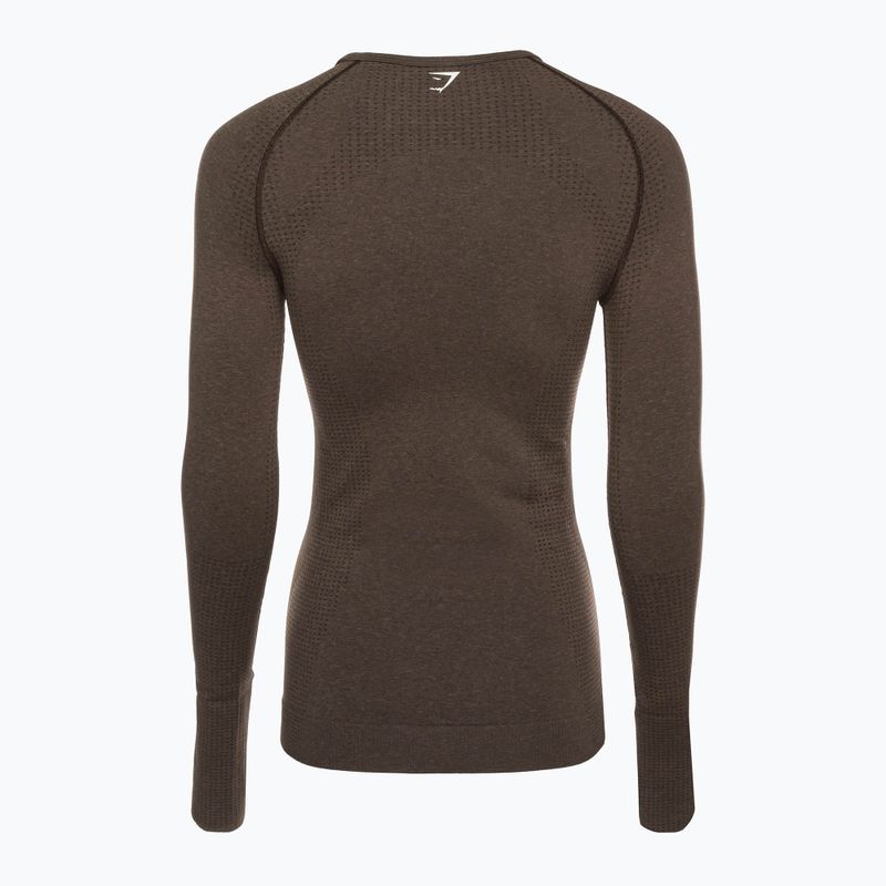 Дамски тренировъчен топ с дълъг ръкав Gymshark Vital Seamless Top brown/white 7