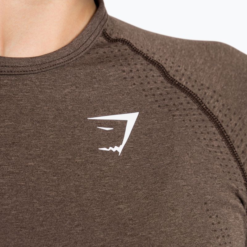 Дамски тренировъчен топ с дълъг ръкав Gymshark Vital Seamless Top brown/white 5