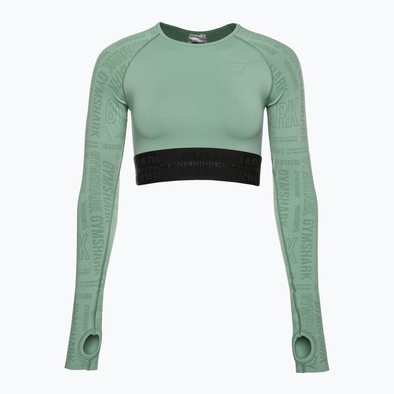 Дамски топ за тренировки с дълъг ръкав Gymshark Vision Crop Top green/black 5