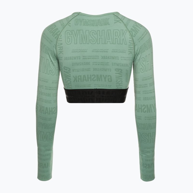 Дамски топ за тренировки с дълъг ръкав Gymshark Vision Crop Top green/black 6