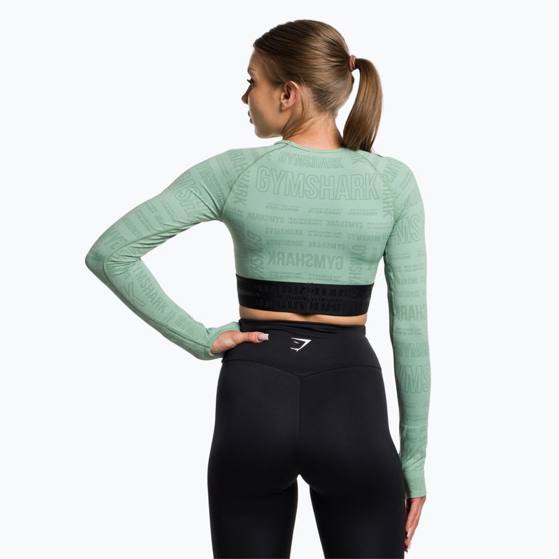 Дамски топ за тренировки с дълъг ръкав Gymshark Vision Crop Top green/black 3