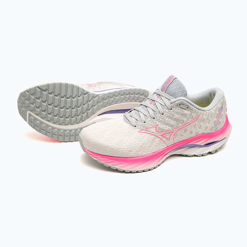 Дамски обувки за бягане Mizuno Wave Inspire 19 snow white/ hi vis pink/ purple punch 15