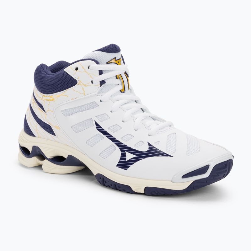 Мъжки обувки за волейбол Mizuno Wave Voltage Mid white / blue ribbon / mp gold