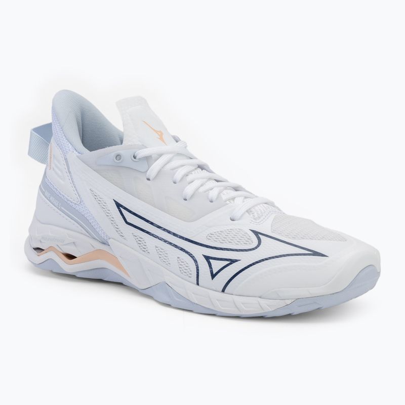 Дамски обувки за хандбал Mizuno Wave Mirage 5 white/navy peony/peach parfait