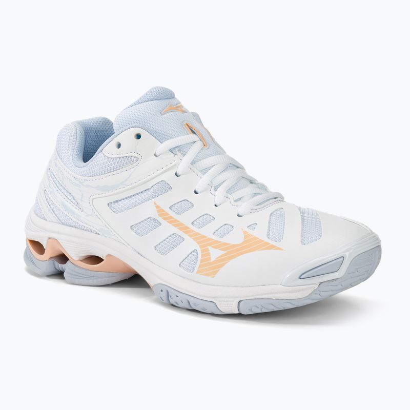 Дамски обувки за волейбол Mizuno Wave Voltage white/peach parfait/halogen blue