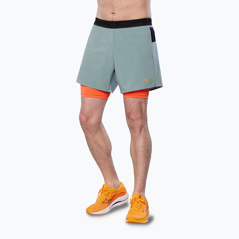 Мъжки къси панталони за бягане Mizuno ER 5.5 2in1 lead/nasturtium