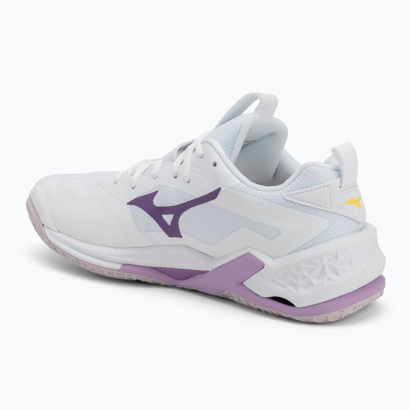 Mizuno Wav Stealth Neo 2 обувки за хандбал бяло / морска боровинка / праскова parfait 3