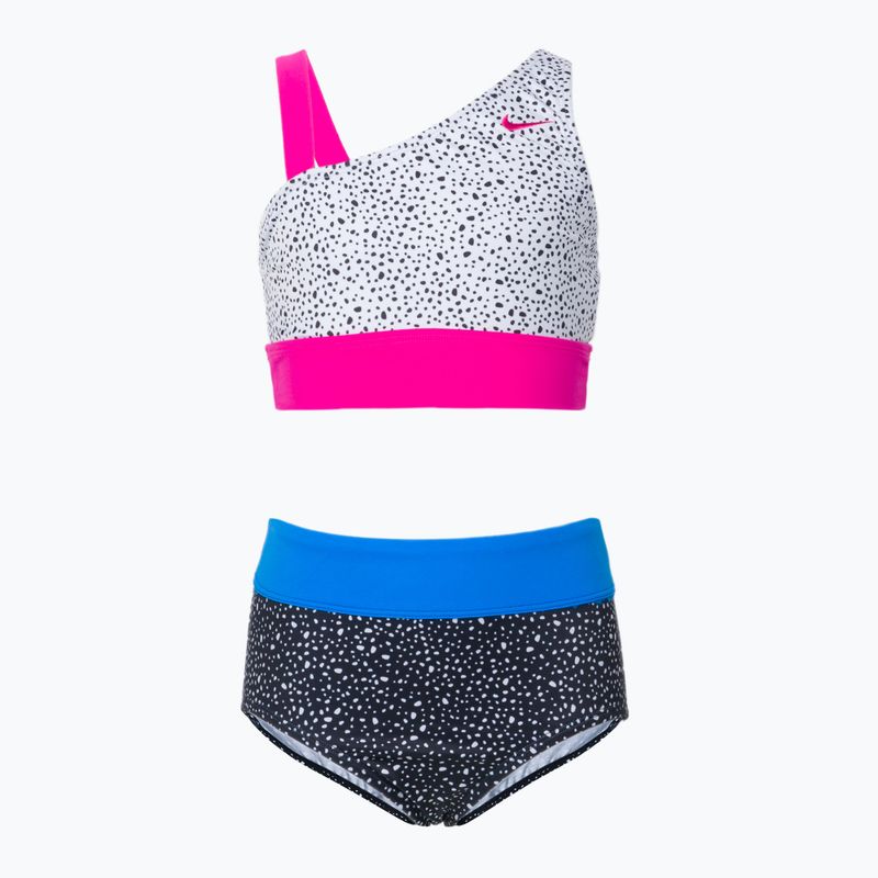 Детски бански костюм от две части Nike Water Dots Asymmetrical бяло и черно NESSC725-001