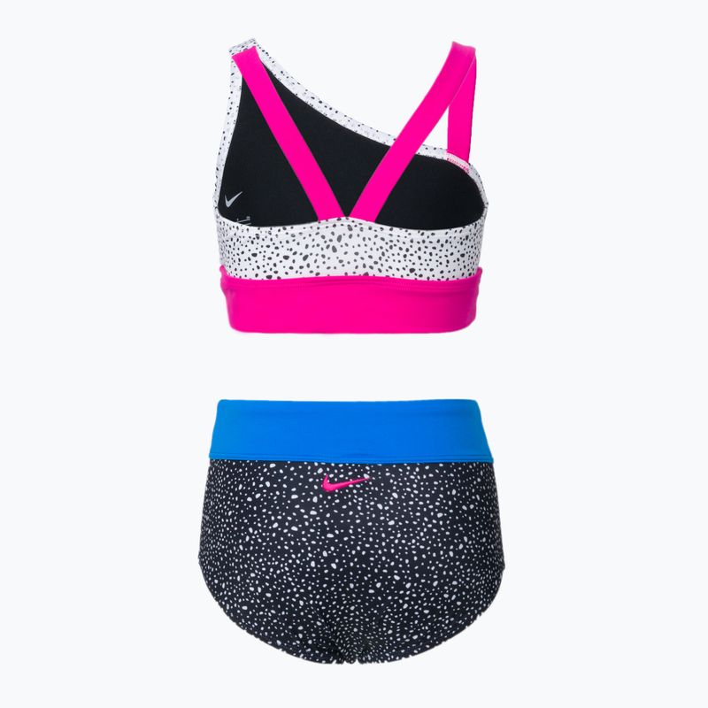 Детски бански костюм от две части Nike Water Dots Asymmetrical бяло и черно NESSC725-001 2