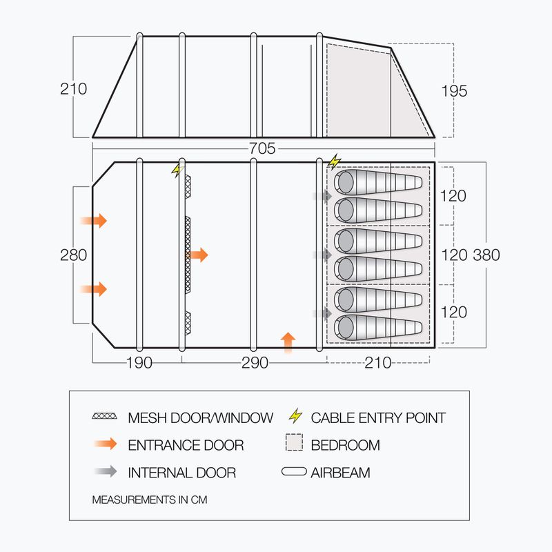 Палатка за къмпинг 6 - местна Vango Lismore Air TC 600XL Package cloud grey 5