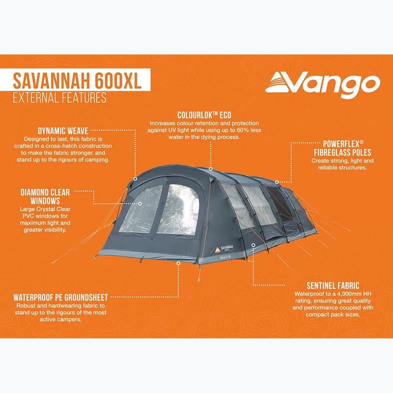 Палатка за къмпинг 6-местна Vango Savannah 600XL deep blue 9