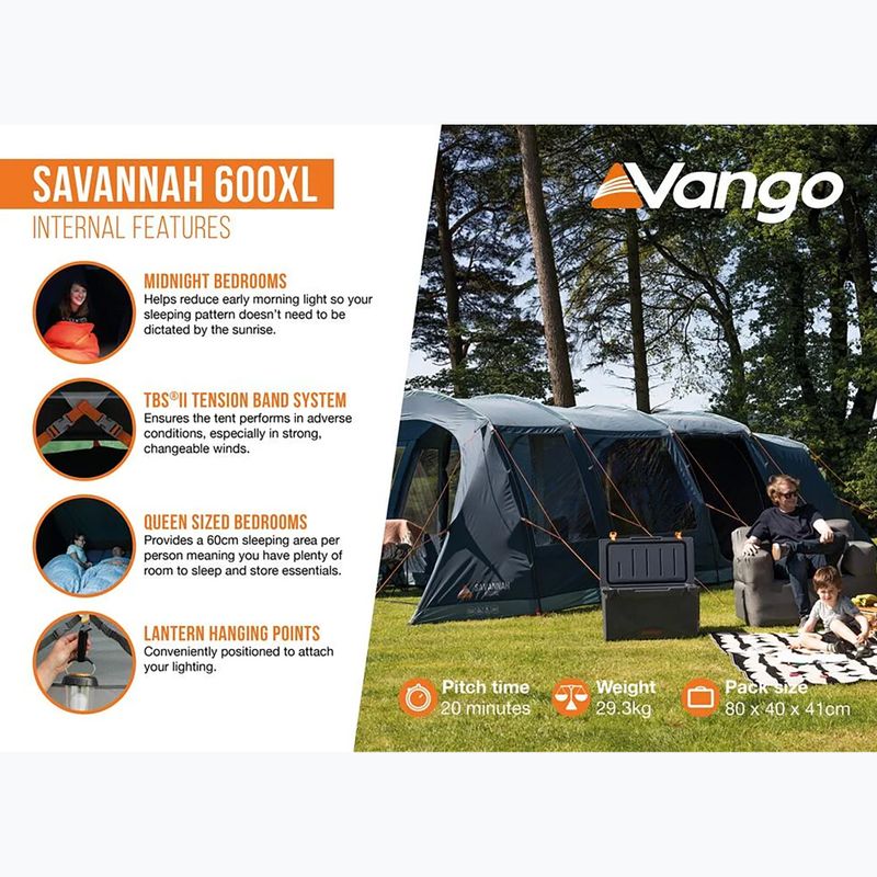 Палатка за къмпинг 6-местна Vango Savannah 600XL deep blue 10