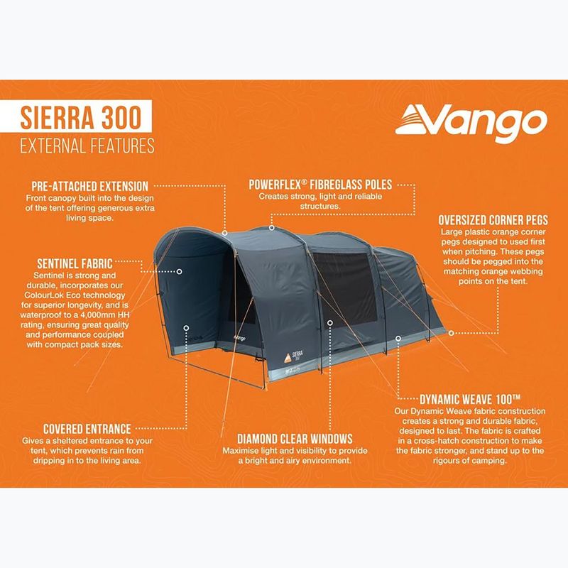 Палатка за къмпинг 3-местна Vango Sierra 300 deep blue 10