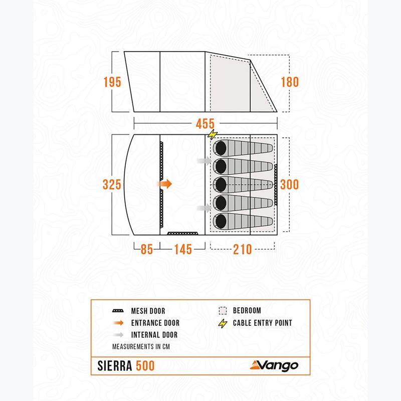 Vango Sierra 500 тъмно синя палатка за къмпинг с 5 души 18