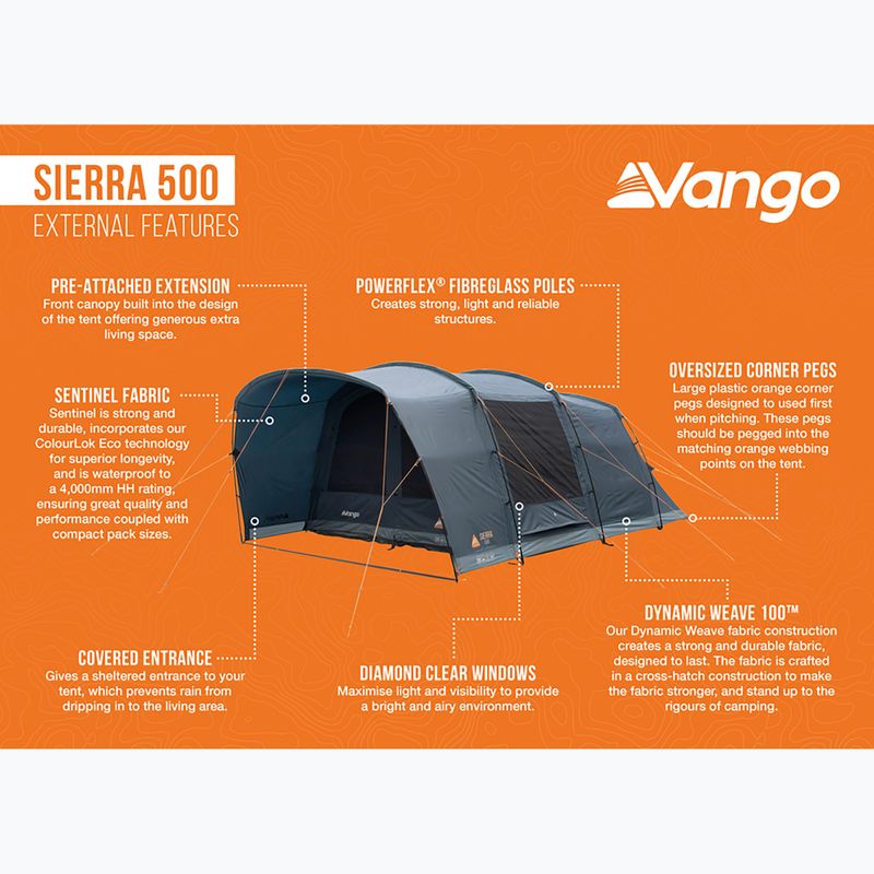 Vango Sierra 500 тъмно синя палатка за къмпинг с 5 души 13