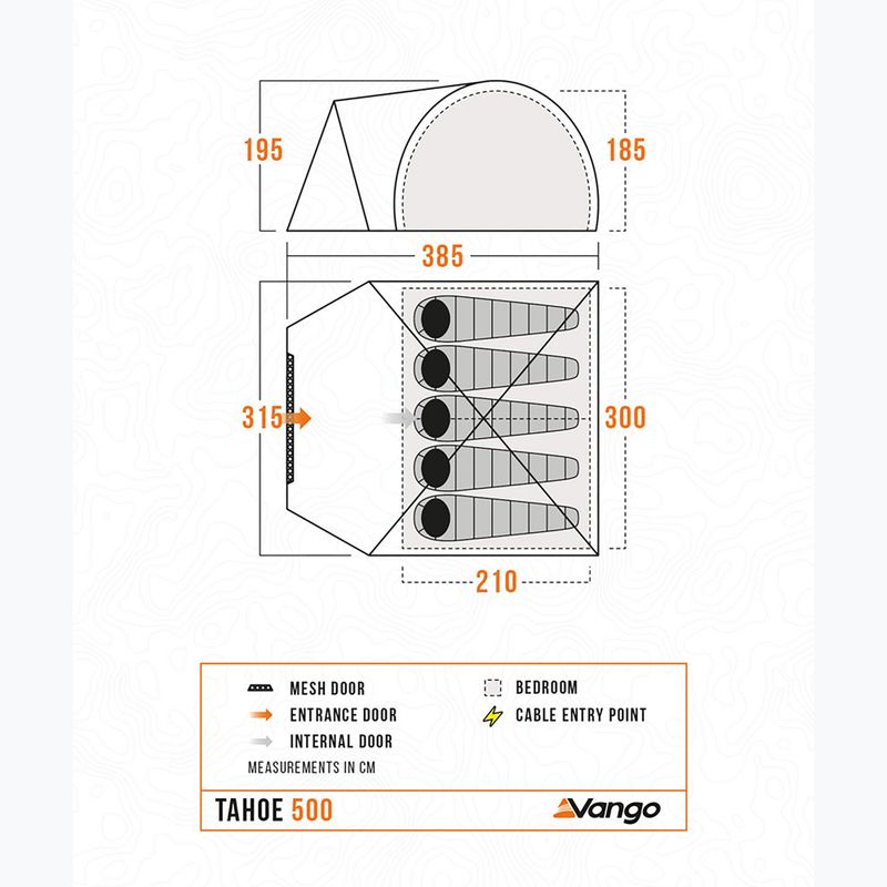 Vango Tahoe 500 тъмно синя палатка за къмпинг за 5 души 2