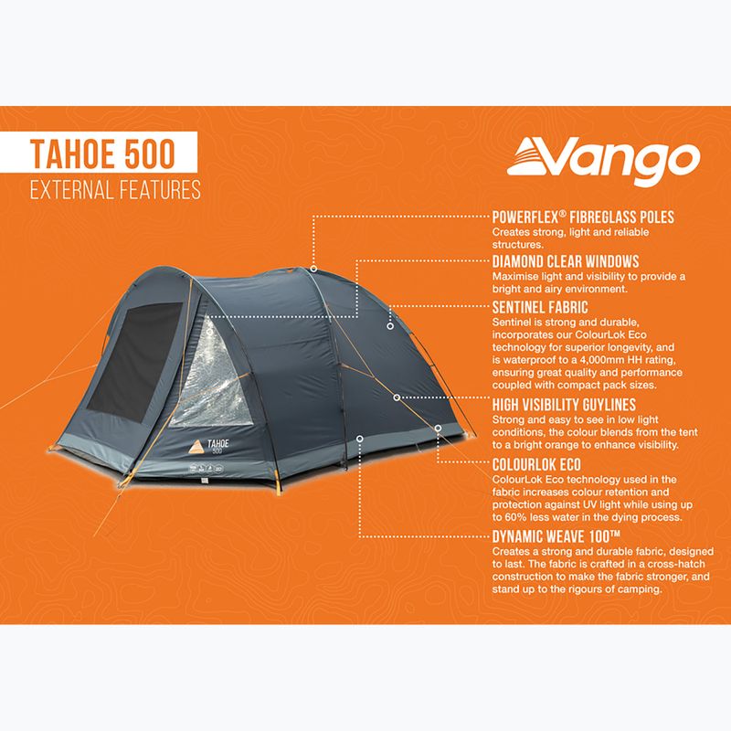 Vango Tahoe 500 тъмно синя палатка за къмпинг за 5 души 13