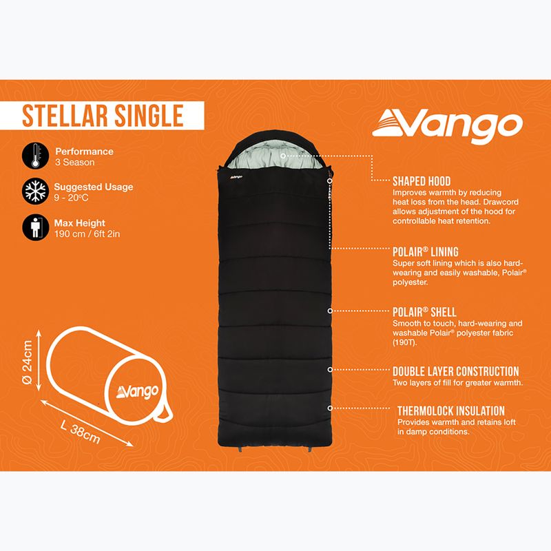 Спален чувал Vango Stellar единичен черен 10