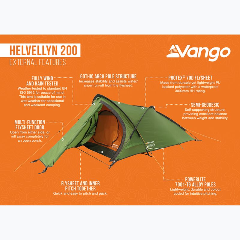 Палатката за трекинг Vango Helvellyn 200 pamir green за 2 лица 18
