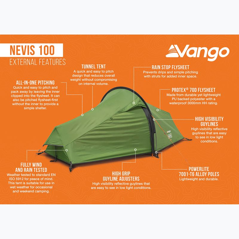 Палатката за трекинг Vango Nevis 100 pamir green за 1 човек 14