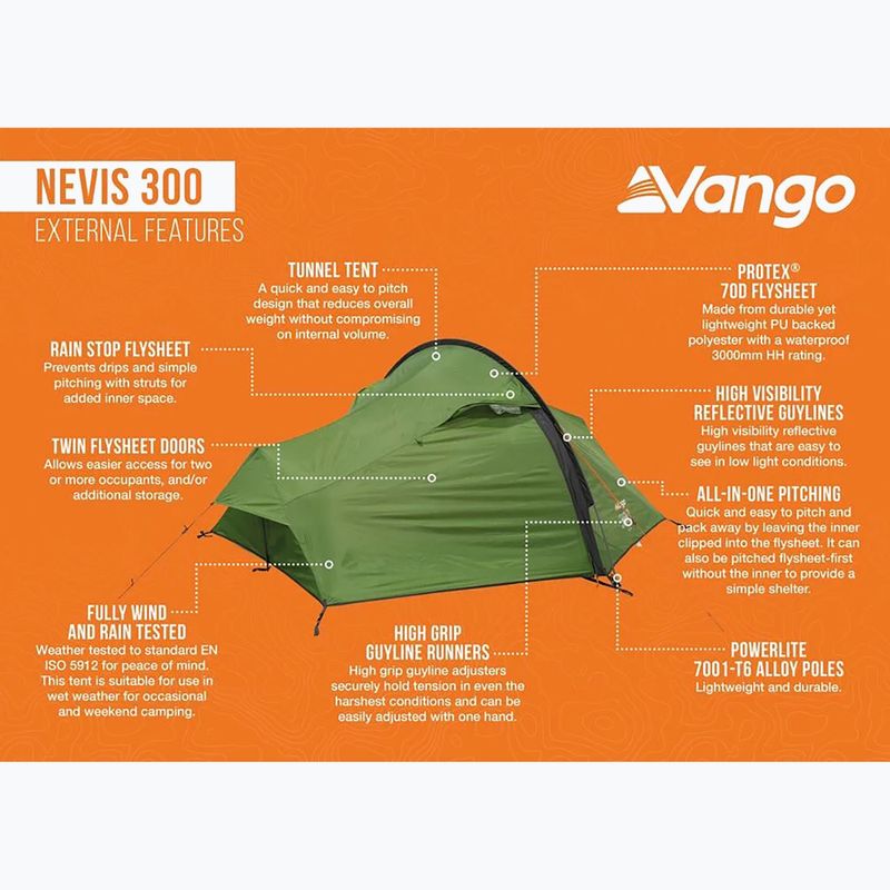Палатка за трекинг 3-местна Vango Nevis 300 pamir green 12