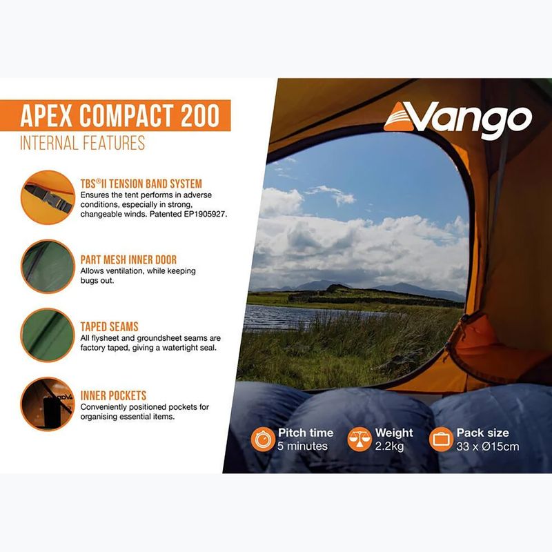 Палатка за трекинг 2-местна Vango Apex Compact 200 forest green 14