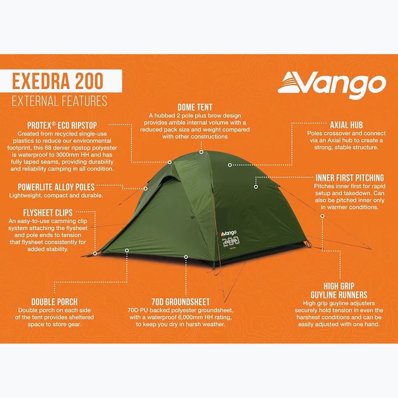 Палатка за трекинг 2-местна Vango Exedra 200 forest green 11