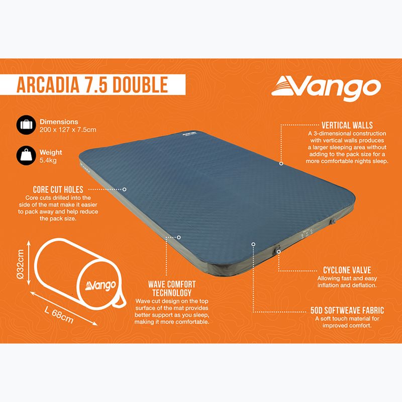 Самонадуваема постелка Vango Arcadia 7.5 Double deep blue 7