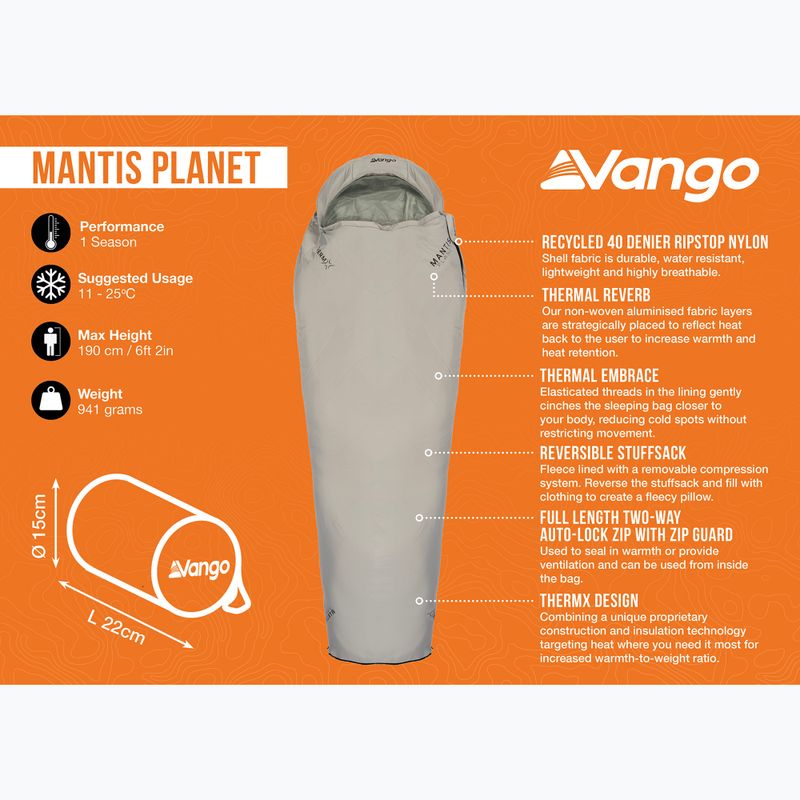 Спален чувал Vango Mantis Planet grey flannel 14