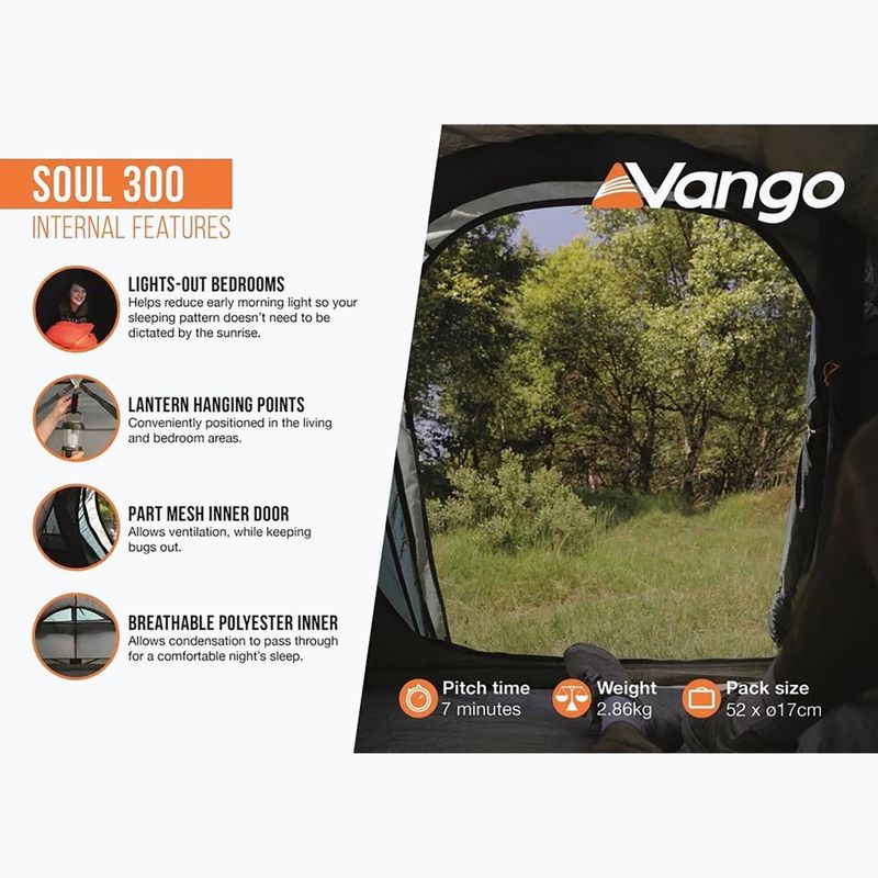 Палатка за трекинг 3-местна Vango Soul 300 deep blue 5