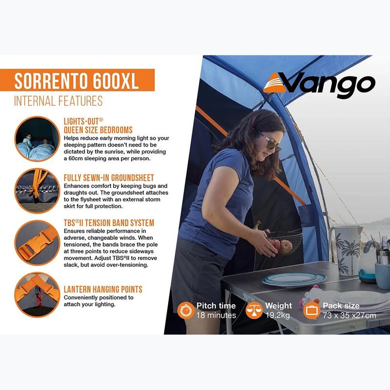Палатка за къмпинг 6-местна Vango Sorento 600XL twilight blue 13