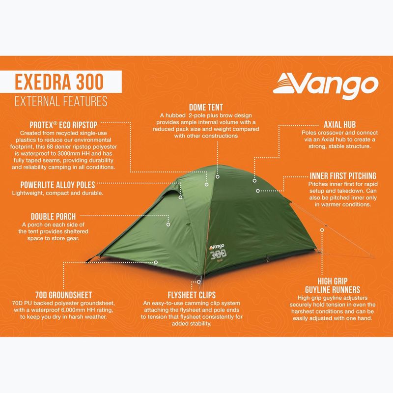 Палатка за трекинг 3-местна Vango Exedra 300 forest green 12