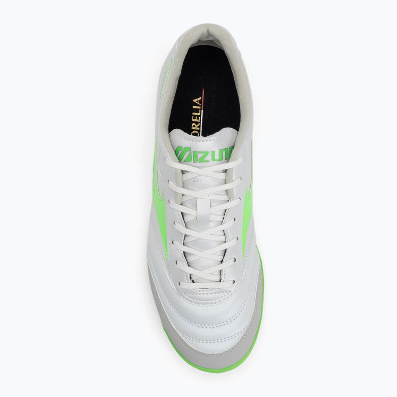 Mizuno Morelia Sala Pro TF мъжки футболни обувки бяло/неоново зелено/галактическо сребристо 5