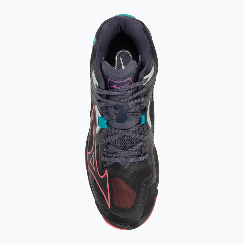 Мизуно Wave Lightning Z8 Mid - волейболни обувки черно/неонов пламък/пауново синьо 5