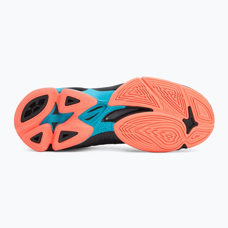 Обувки за волейбол Mizuno Wave Voltage 2 black/neon flame/peacock blue 4