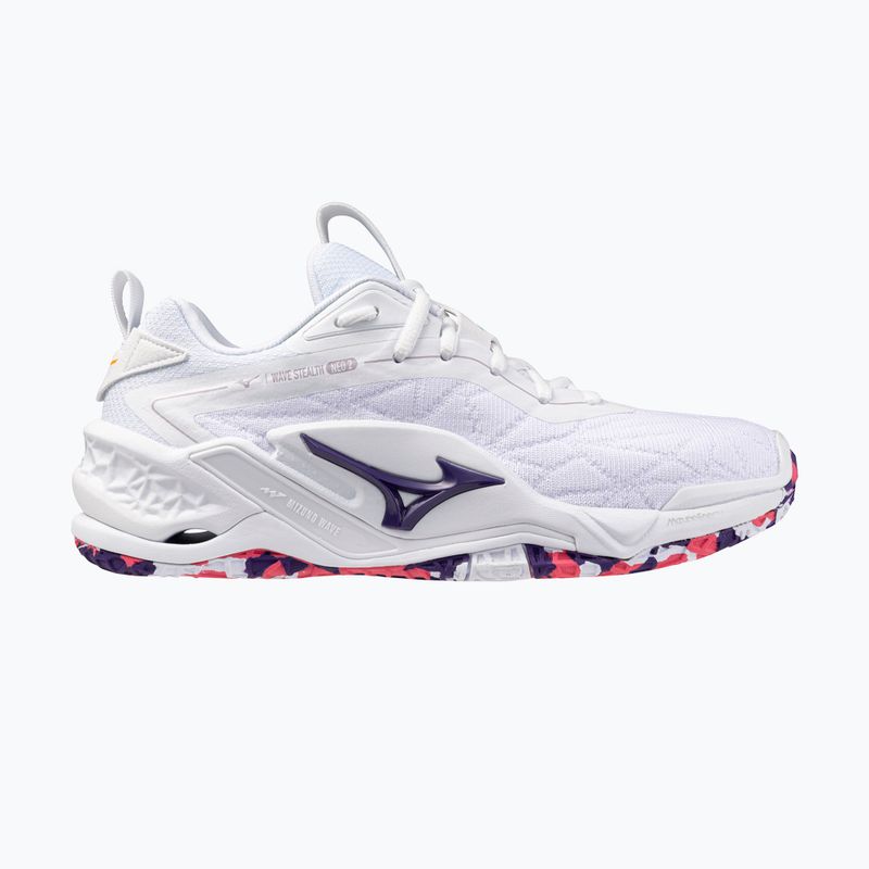 Обувки за хандбал Mizuno Wav Stealth Neo 2 white/violet indigo/camellia rose