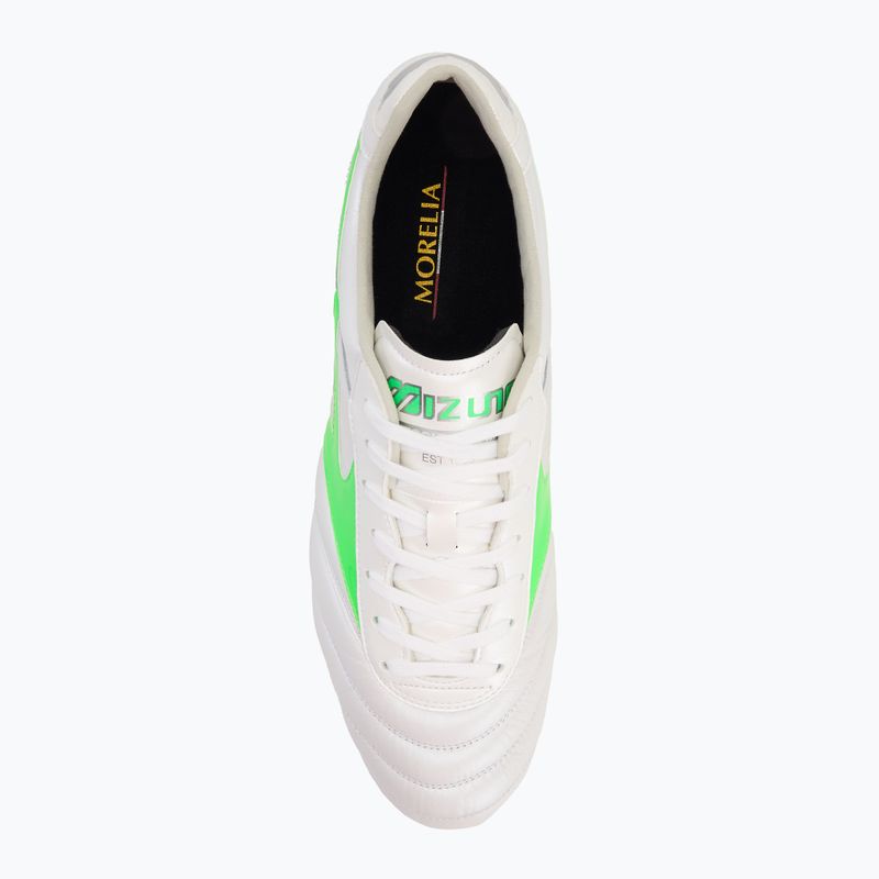 Мъжки футболни обувки Mizuno Morelia II Elite Md white/neon green/galaxy silver 5