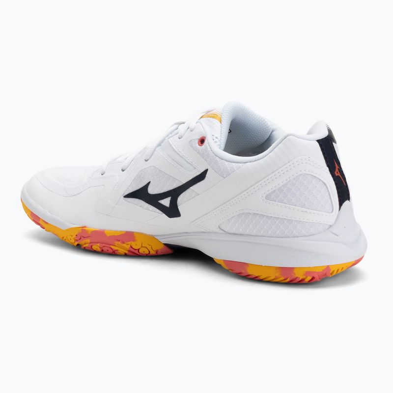 Обувки за бадминтон Mizuno Wave Claw 3 бели/цитрусови/калипсо коралови 3