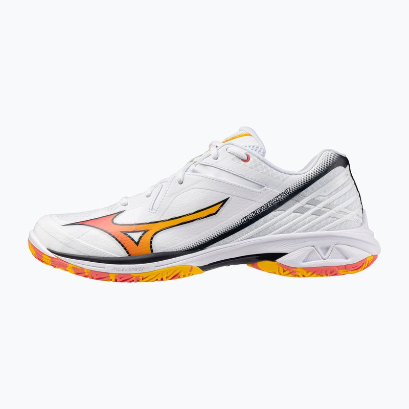 Обувки за бадминтон Mizuno Wave Claw 3 бели/цитрусови/калипсо коралови 8