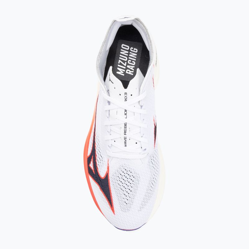Mizuno Wave Rebellion Pro 3 обувки за бягане бяло/баритоново синьо/огнена кора 5